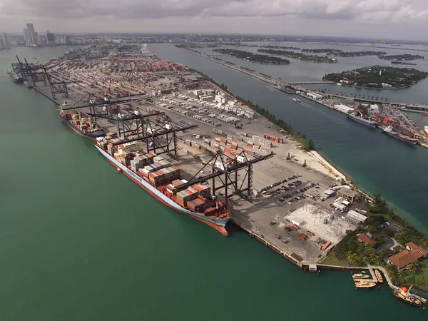 Aerial view of PortMiami on Dodge Island, Miami