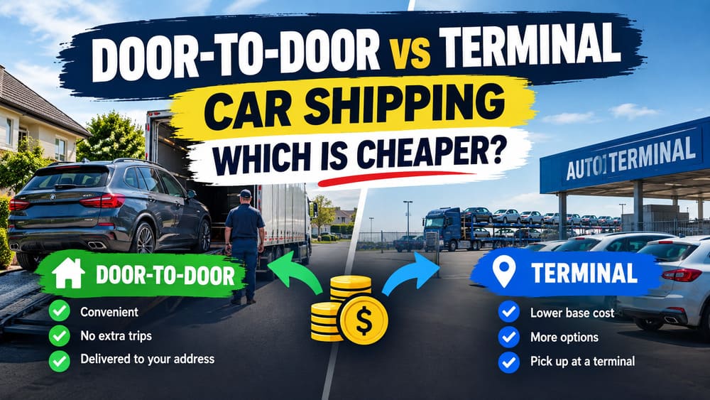 Car carrier unloading in a parking lot during door to door car shipping